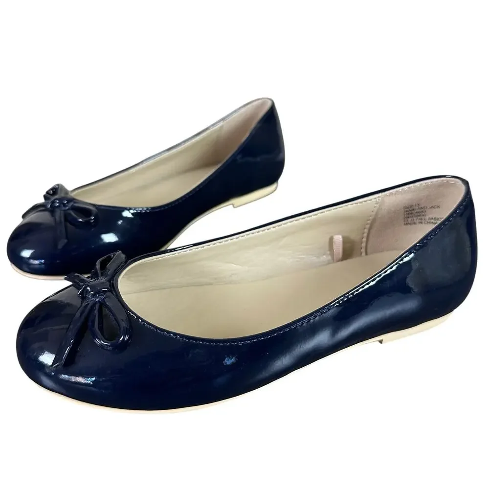 Janie and Jack Patent Ballet Flat in Merchant Marine Navy, Size 13